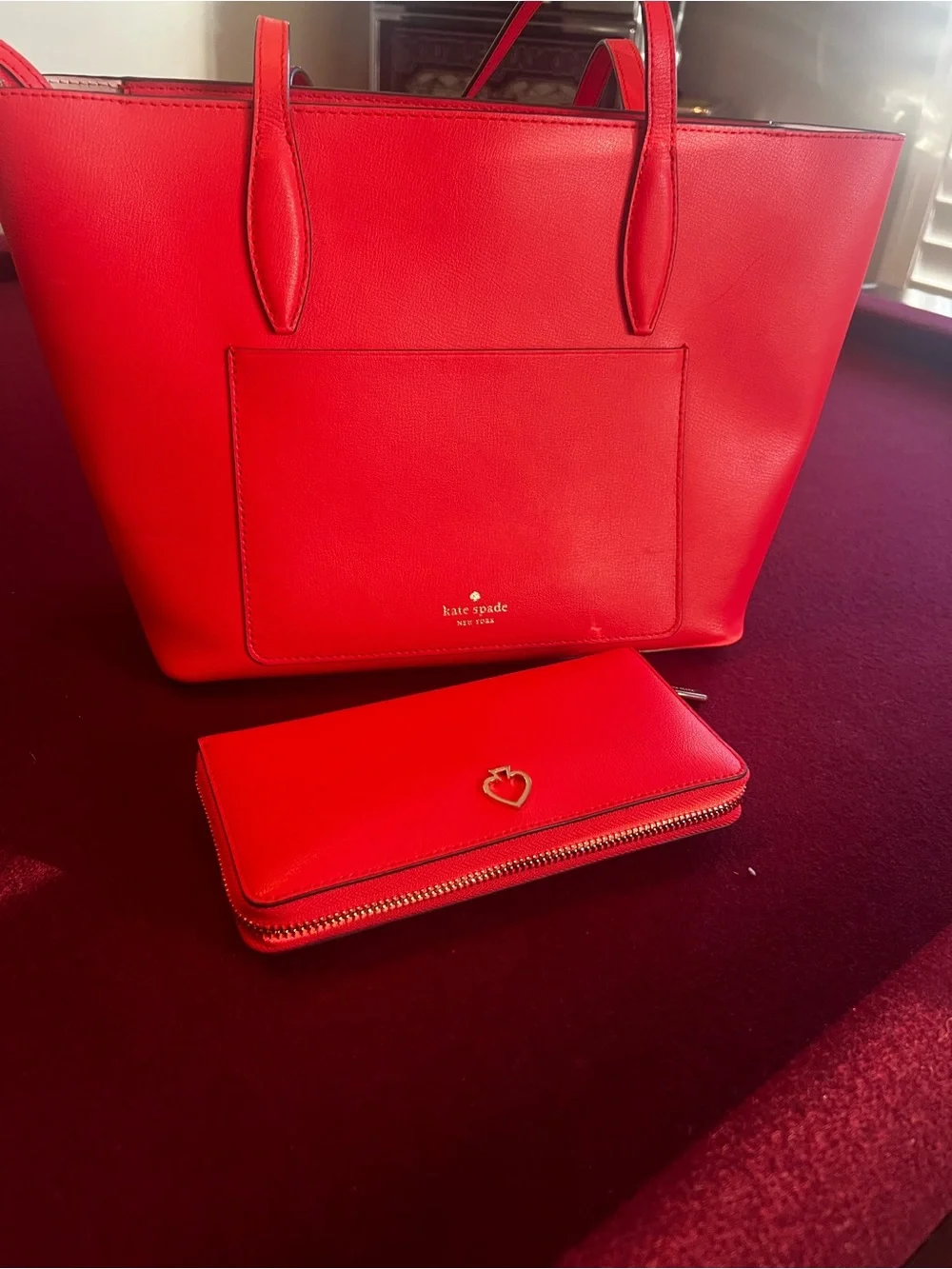 Kate Spade Adel Small Tote & Matching Wallet Set - Geranium Redo